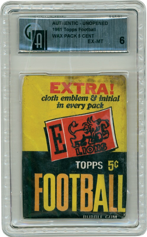 Unopened Material - 1961 Topps Football 5 Cent Wax Pack GAI 6 EX-MT