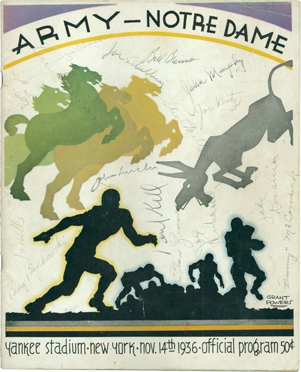 Football - 1936 Army vs. Notre Dame Program Autographed by 16 Notre Dame Players