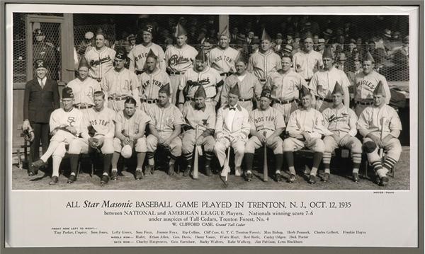 Vintage Sports Photographs - 1935 Star Masonic Baseball Team Panorama with Jimmie Foxx