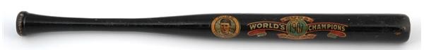 Ernie Davis - 1907 World Champion Chicago Cubs Decal Bat with Frank Chance
