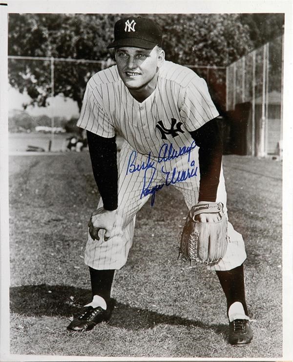 NY Yankees, Giants & Mets - Pair of  Roger Maris Signed Photos