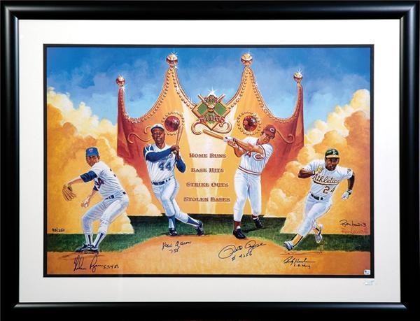 Baseball Autographs - All Time Leaders Signed Litho