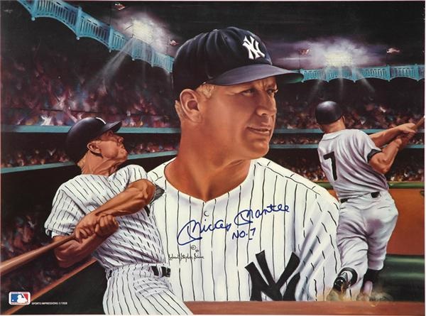 Mickey Mantle Signed 16x20" Photo and 20x24" Poster