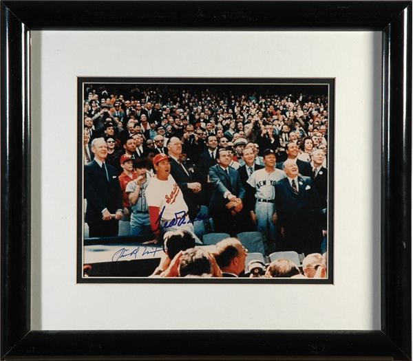 Opening Day Photo Signed by Ted Williams and Richard Nixon.
