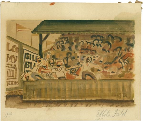 Dodgers - 1940s “Ebbets Field” Watercolor (9x11")