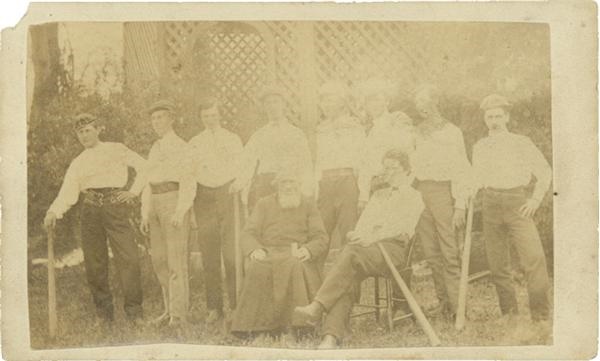 19th Century Baseball - Circa 1866 Notre Dame Baseball Championship Team Carte-de-Visite