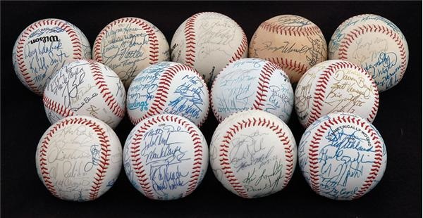 NY Yankees, Giants & Mets - Columbus Clippers Team Signed Baseball Collection (13)