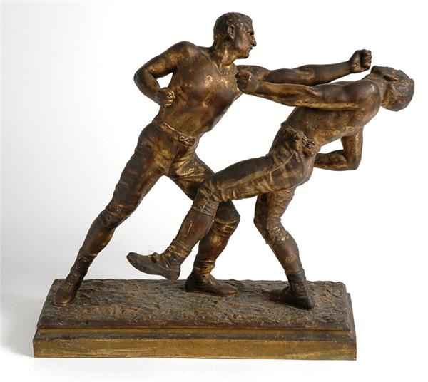 Stunning John L. Sullivan v. Charles Mitchell Boxing Bronze