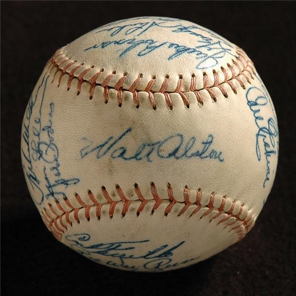 - George Shuba's Personal 1955 World Champion Brooklyn Dodger Team Signed Baseball