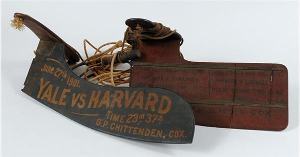 Rare 1901 Yale vs. Harvard and 1908 Harvard vs. Cornell Scull Rudder(2)