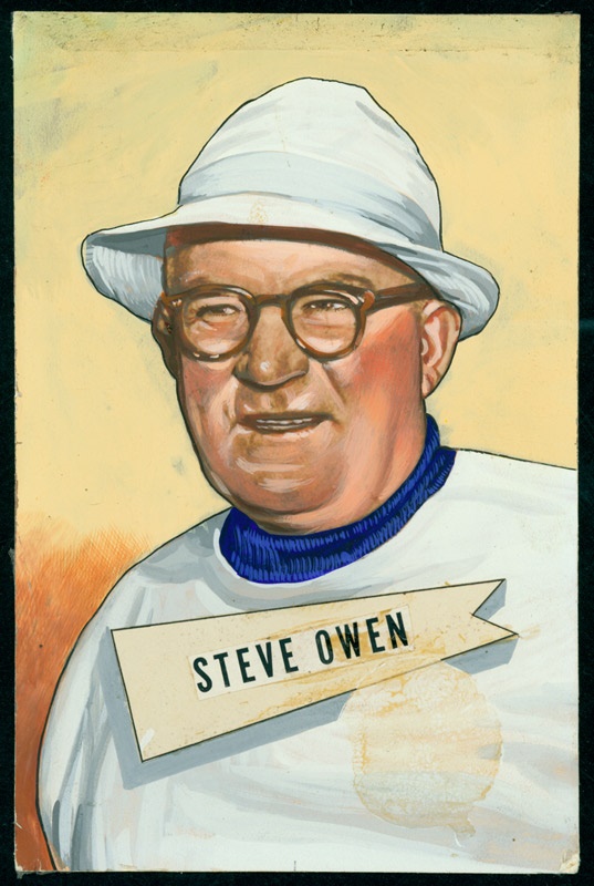 The M Carroll Football Collection - Steve Owen 1952 Bowman Large Original Gouache Artwork