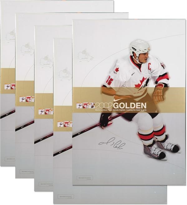 Mario Lemieux Team Canada 2002 Signed Poster Lot (5)