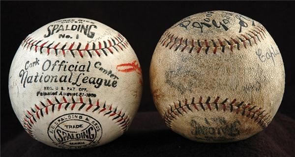 Baseball Autographs - 1924 Brooklyn Dodger Partial Team Signed Ball with Wilbert Robinson & Single Signed S. W. McKeener Ball