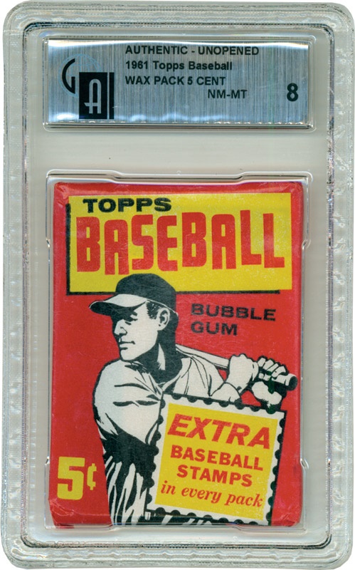 Unopened Material - 1961 Topps 5 Cent Wax Pack GAI 8 NM-MT