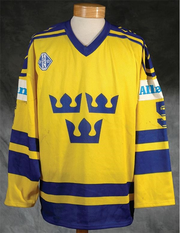 Hockey Equipment - 1991-1992 Ulf Samuelsson Team Sweden Game Worn Jersey