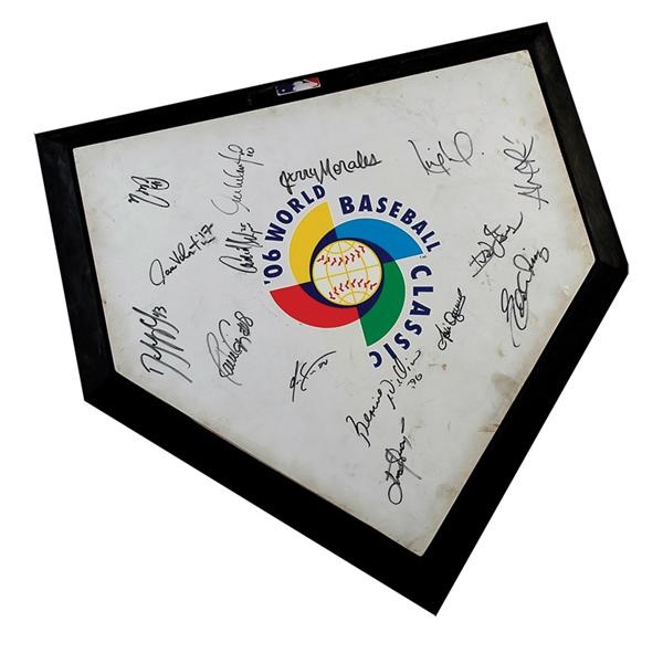 Baseball Autographs - Home Plate Used in the First World Baseball Classic Signed by the Puerto Rican Team