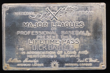 Baseball Awards - Sterling Silver Lifetime Pass