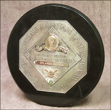Baseball Awards - Orlando Cepeda 1967 Most Valuable Player Award