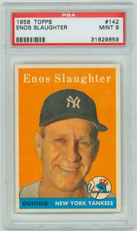 Baseball and Trading Cards - 1958 Topps # 142 Enos Slaughter HOF PSA 9 MINT None Higher