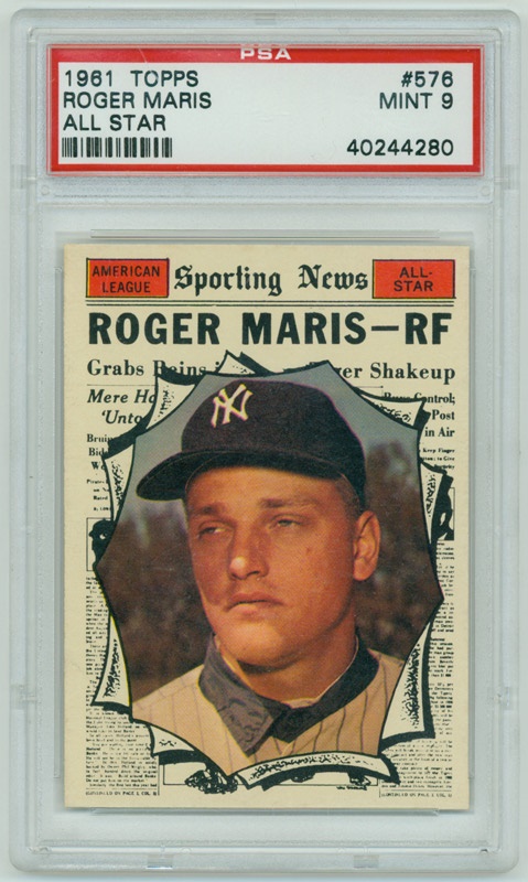 Baseball and Trading Cards - 1961 Topps # 576 Roger Maris All Star PSA 9 MINT