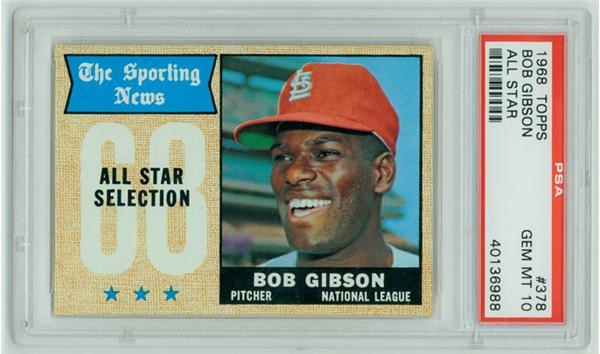 - 1968 Topps # 378 Bob Gibson All Star PSA 10 GEM MINT