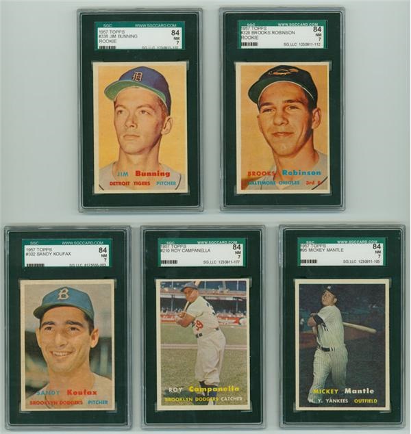 Baseball and Trading Cards - 1957 Topps Complete Set With (52) PSA Graded & SGC 84 NM 7 Mantle