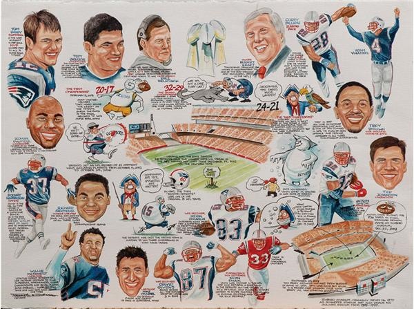 Sports Fine Art - New England Patriots Super Bowl Original Art by Frank Galasso