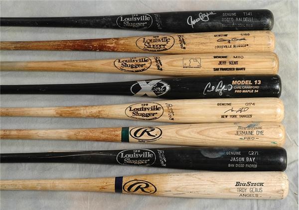 Baseball Equipment - Huge Collection of Game Used Signed Bats (23)
