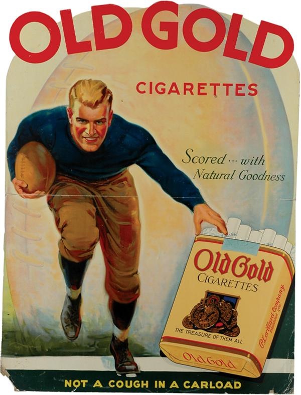 Football - 1920s "Red Grange" Old Gold Football Diecut Advertising Sign