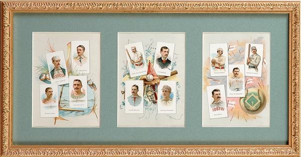 Nonsports Trading Cards - Three 1887 Allen & Ginter Baseball Album Pages (N28)