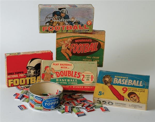 Unopened Material - 1950s Topps and Bowman Baseball and Football Card Boxes (6)
