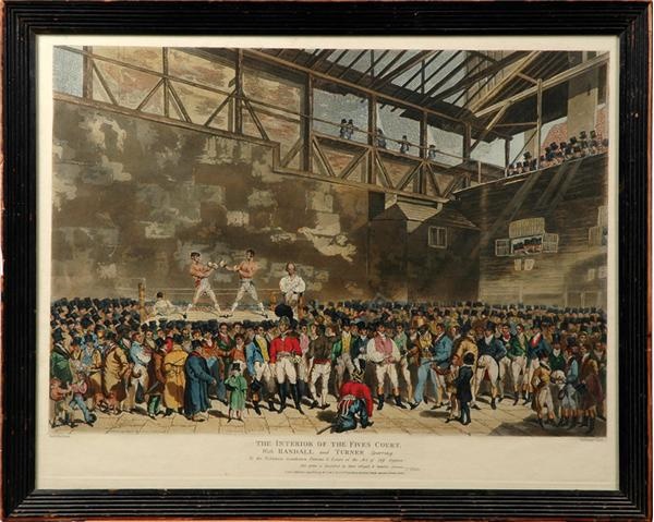 Muhammad Ali & Boxing - 1825 The Interior of The Fives Court Boxing Print with Randall and Turner Sparring