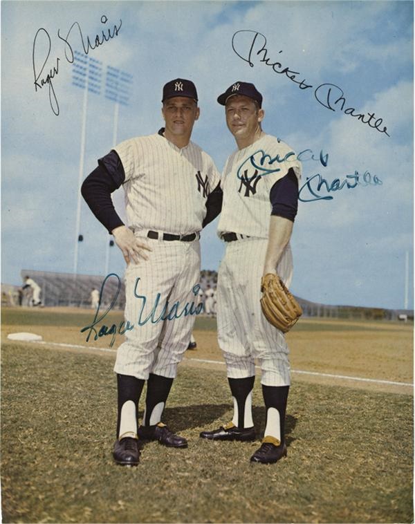 Baseball Autographs - Mickey Mantle & Roger Maris Signed 8 x 10