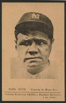 - 1940's Babe Ruth Cuban Trade Card