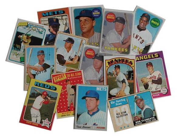Baseball and Trading Cards - 1959-1980 Baseball Shoebox Collection With 3 Mantle Cards (21)