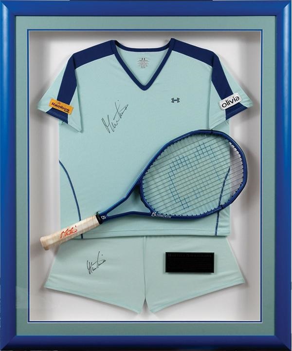 2006 French Open Martina Navratilova Match Worn & Signed Uniform and Raquet