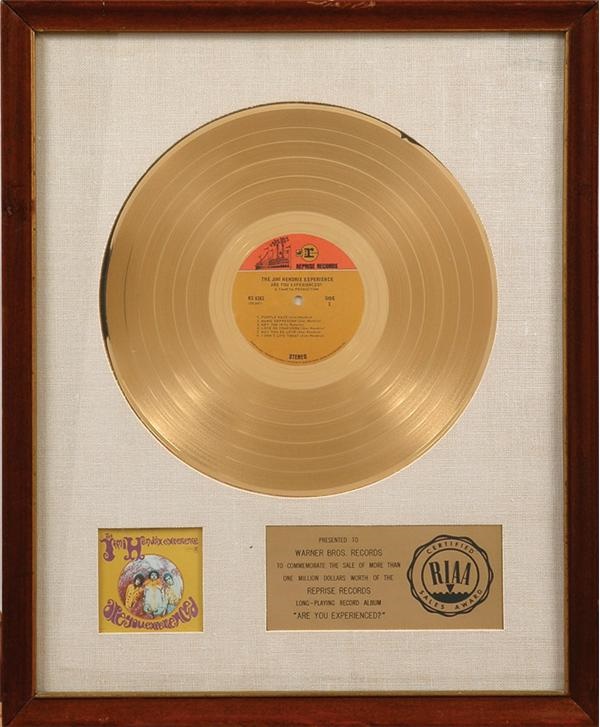 Jimi Hendrix "Are You Experienced" White Matte Gold Record Award