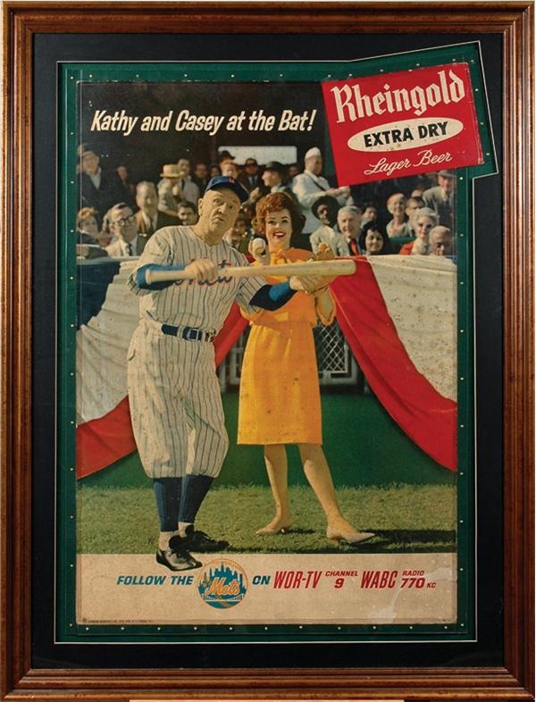 Ernie Davis - Life-Sized Casey Stengel 1962 New York Mets Rheingold Beer Cardboard Advertising Sign