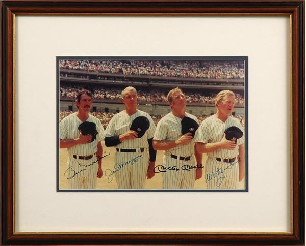 Mickey Mantle, Joe DiMaggio, Billy Martin and Whitey Ford Signed Photo