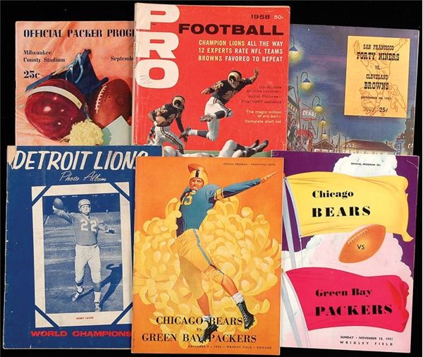 Lot of 32 Pro Football Programs and Annual Magazines from the 1950s (32)