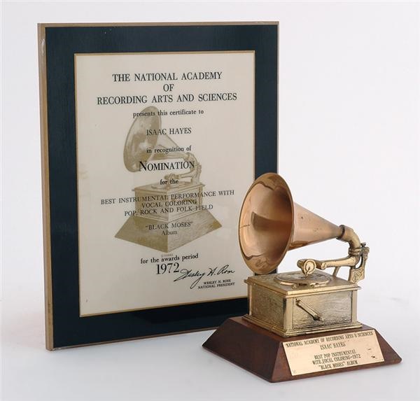 Rock And Pop Culture - 1972 Issac Hayes Grammy Award &amp; Plaque