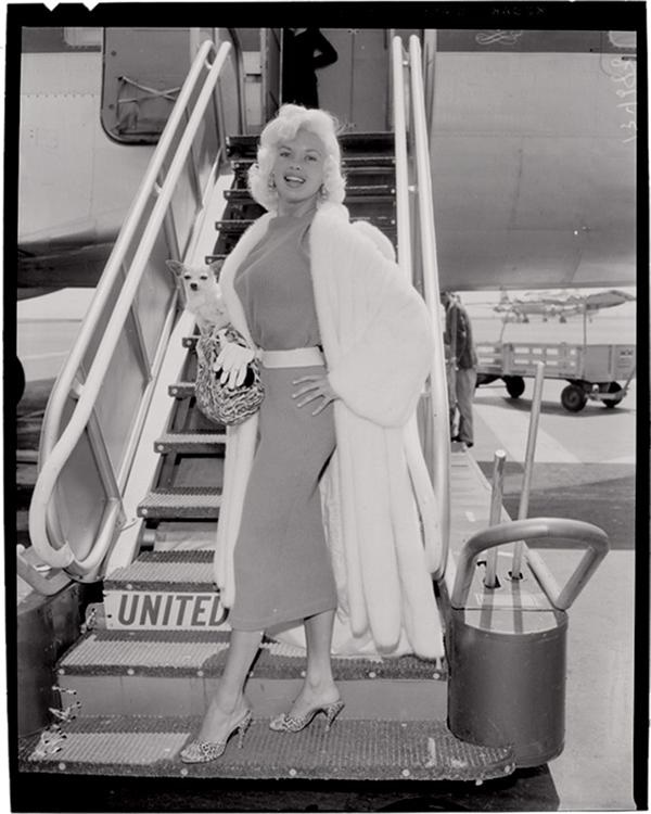Vintage Sports Photographs - Jayne Mansfield Busts Into The SF Airport (6 original negatives)