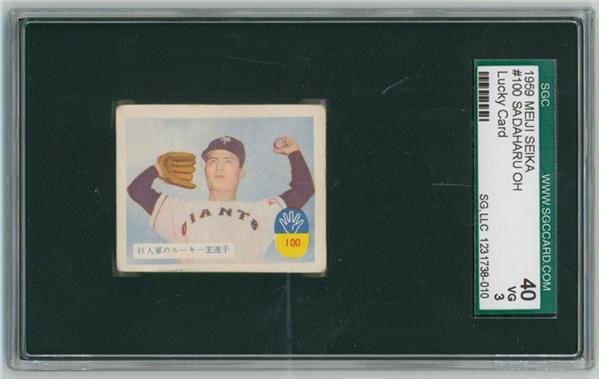 Baseball and Trading Cards - Rare 1959 Meiji Seika # 100 Sadaharu Oh (HOF) "Lucky Card" Rookie SGC 40 VG 3