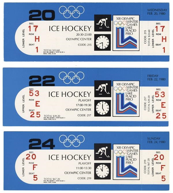 Hockey Memorabilia - Complete Set of  Unused Miracle on Ice Tickets (7)