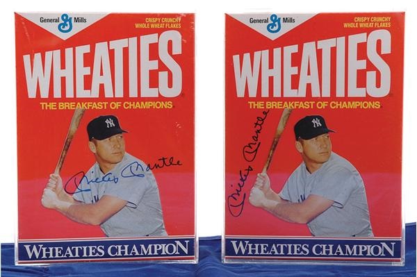 Mantle and Maris - 2 Mickey Mantle Signed Wheaties Boxes
