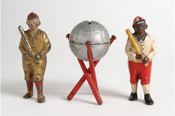 Ernie Davis - Collection of Three Cast Iron Baseball Banks
