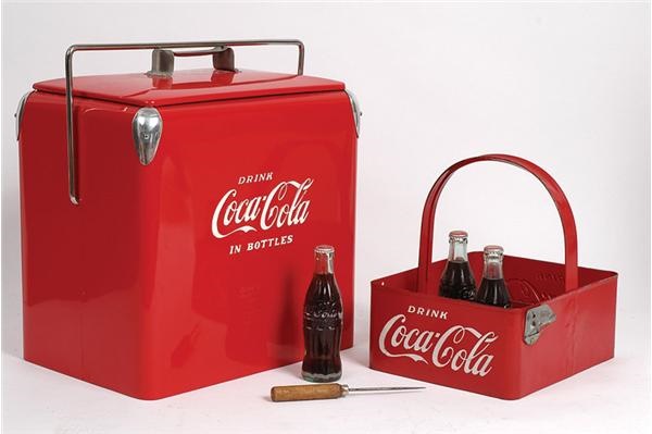 Rock And Pop Culture - 1950's Coca Cola Cooler and Carrier