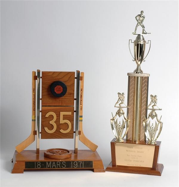 Gil Perreault Award Lot Including "35 Goal Award" and "Frank Eddolls Memorial Award" (2)