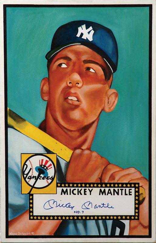 Sports Fine Art - Mickey Mantle Autographed Wayne Prokopiak Painting