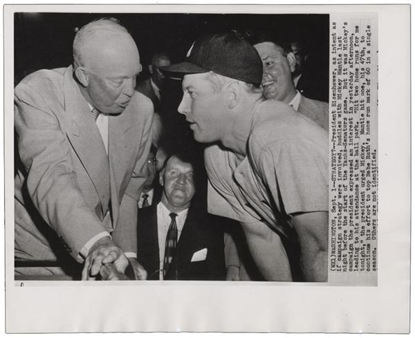 Presidential Baseball - President Eisenhower & Mickey Mantle Photo (1956)